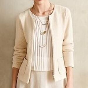 Rosie Neira Geo Diamond Sweater Jacket in Soft Cream Size Small